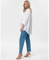 Pietro Brunelli Maternity Oversized Linen Blend Button-Front Lisa Shirt