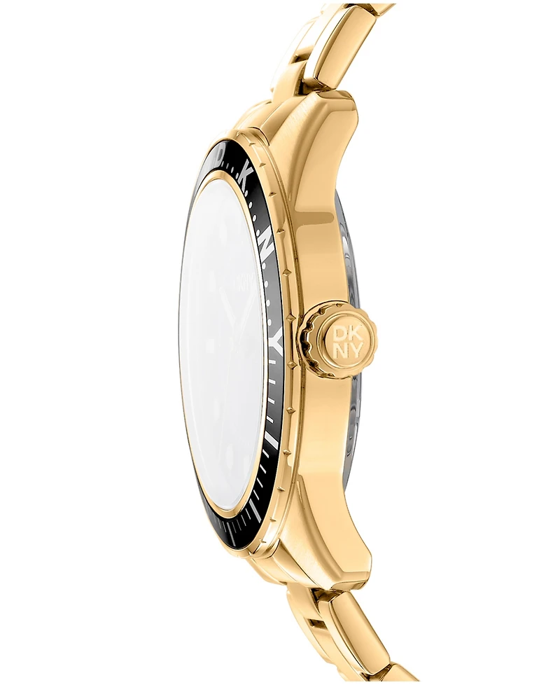 Dkny Men's Crosby Sport Black Gold-Tone Stainless Steel Bracelet Watch, 42mm