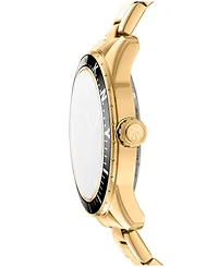 Dkny Men's Crosby Sport Black Gold-Tone Stainless Steel Bracelet Watch, 42mm
