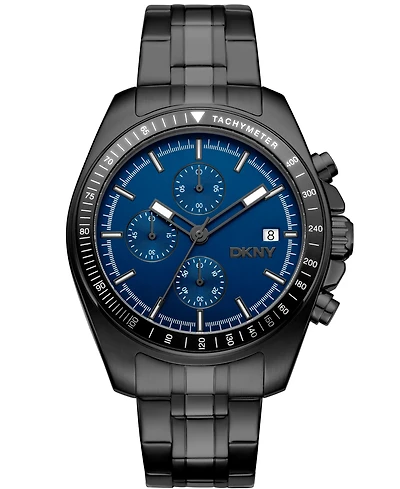 Dkny Men's Central Park Chronograph Black Stainless Steel Bracelet Watch, 42mm
