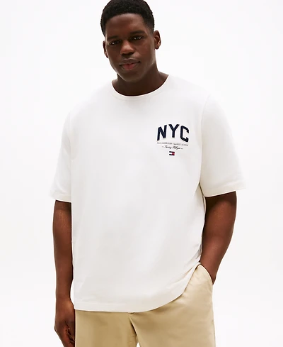 Tommy Hilfiger Men's Big & Tall Short Sleeve Crewneck Nyc Script Logo T-Shirt