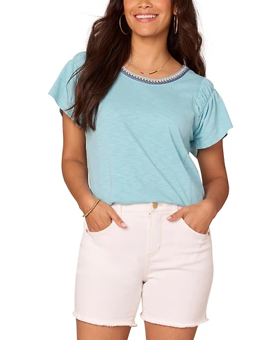 Democracy Petite Scoop-Neck Cropped T-Shirt