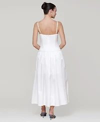 Avec Les Filles Women's Rosette-Trim Drop-Waist Midi Dress