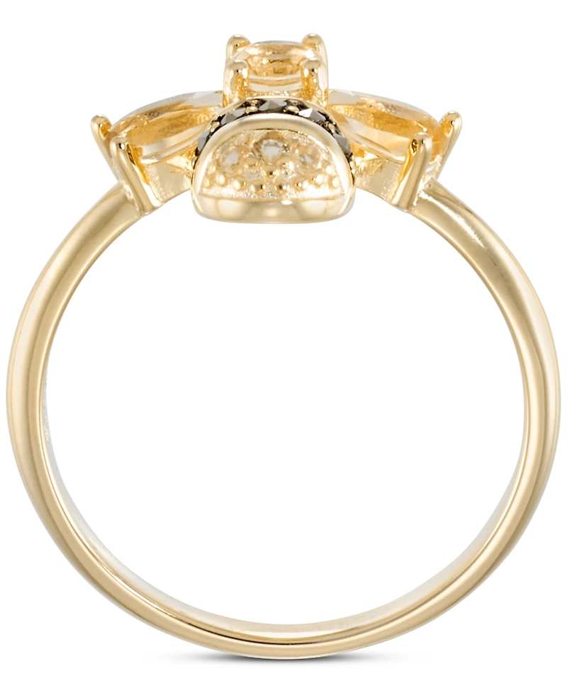 Citrine (1 ct. t.w.) & Marcasite Bee Ring in 18k Gold-Plated Sterling Silver
