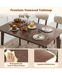 Wooden Dining Table with Rubber Wood Legs for 4 People