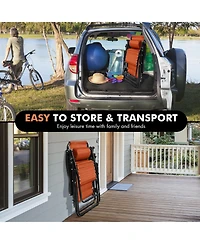 2 Pieces Folding Lounge Chair with Zero Gravity