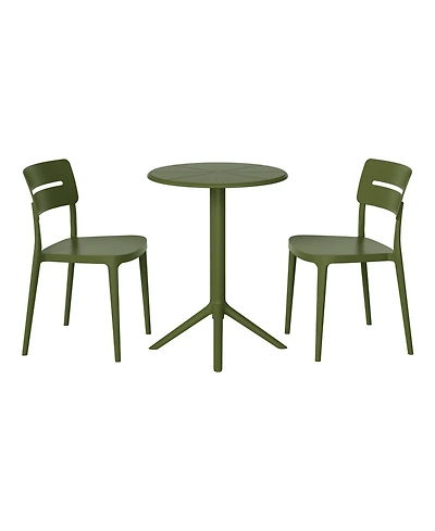 3-Piece Outdoor Resin Patio Bistro Set with Stackable Dining Chairs