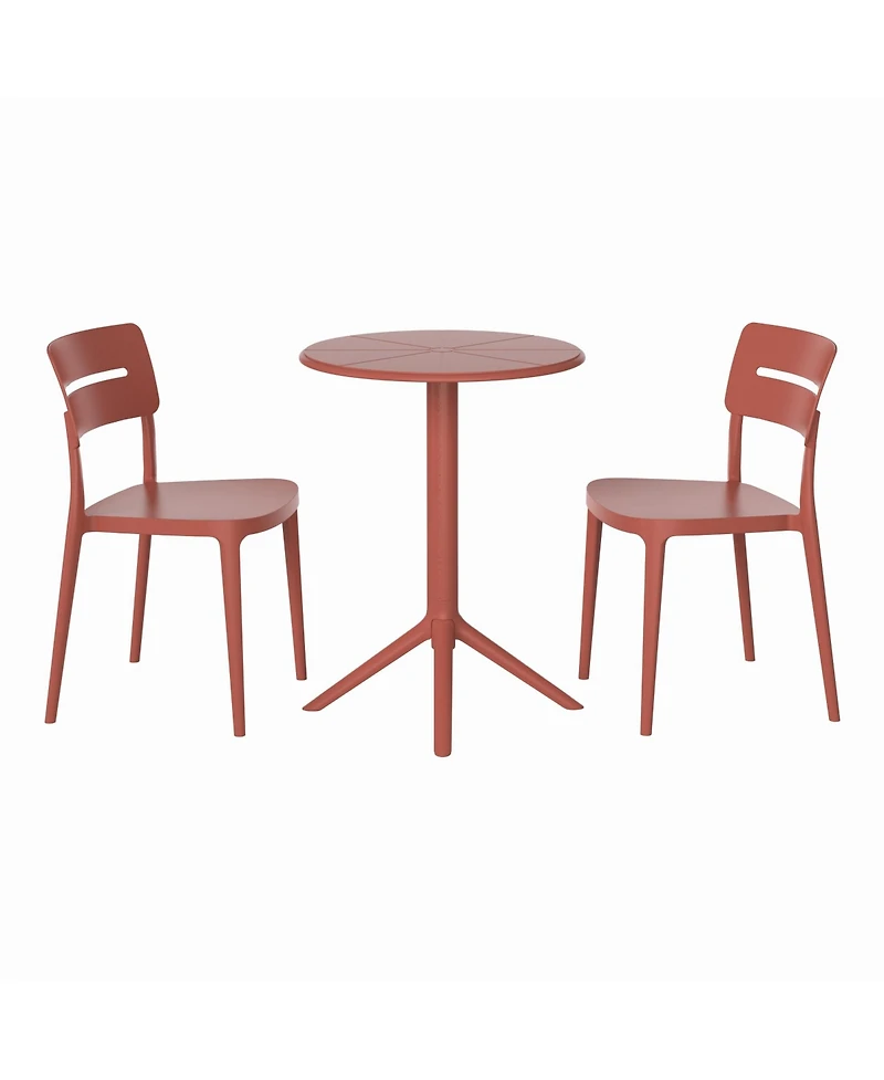 3-Piece Outdoor Resin Patio Bistro Set with Stackable Dining Chairs
