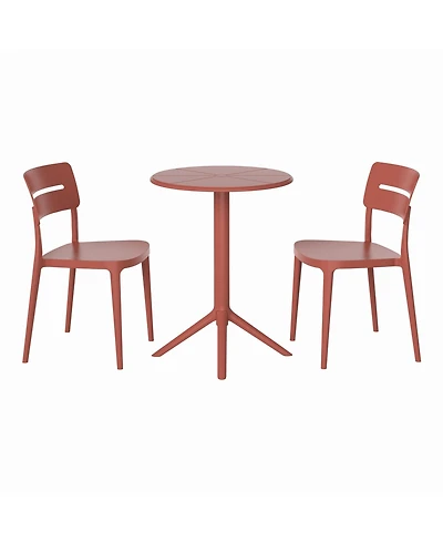 3-Piece Outdoor Resin Patio Bistro Set with Stackable Dining Chairs