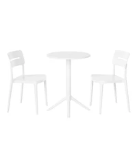 3-Piece Outdoor Resin Patio Bistro Set with Stackable Dining Chairs
