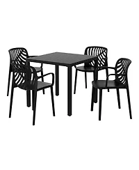 5-Piece Outdoor Square Dining Table Patio Set with Stackable Chairs