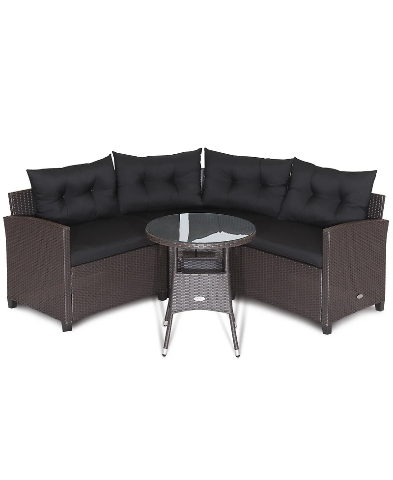 Gymax 4PCS Wicker Patio Sofa Set Rattan Outdoor Furniture Set w/ Cushions