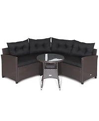 Gymax 4PCS Wicker Patio Sofa Set Rattan Outdoor Furniture Set w/ Cushions
