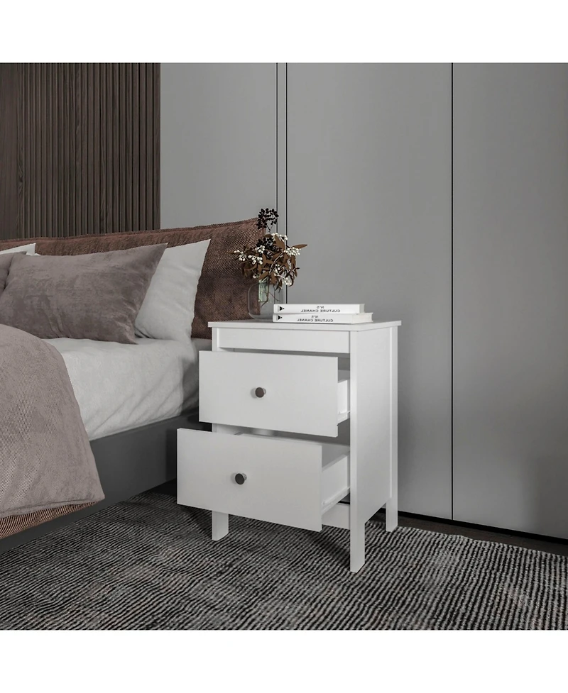 Nogales NightStand with 2 Drawers, Withe