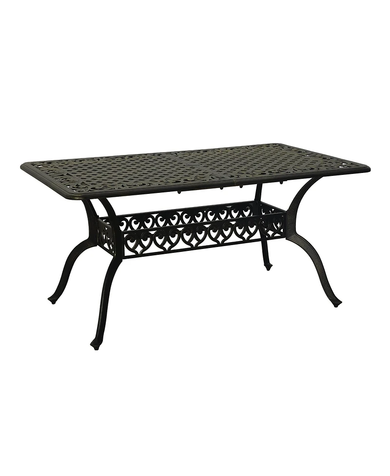 Mondawe Outdoor Cast Aluminum Rectangular Dining Table