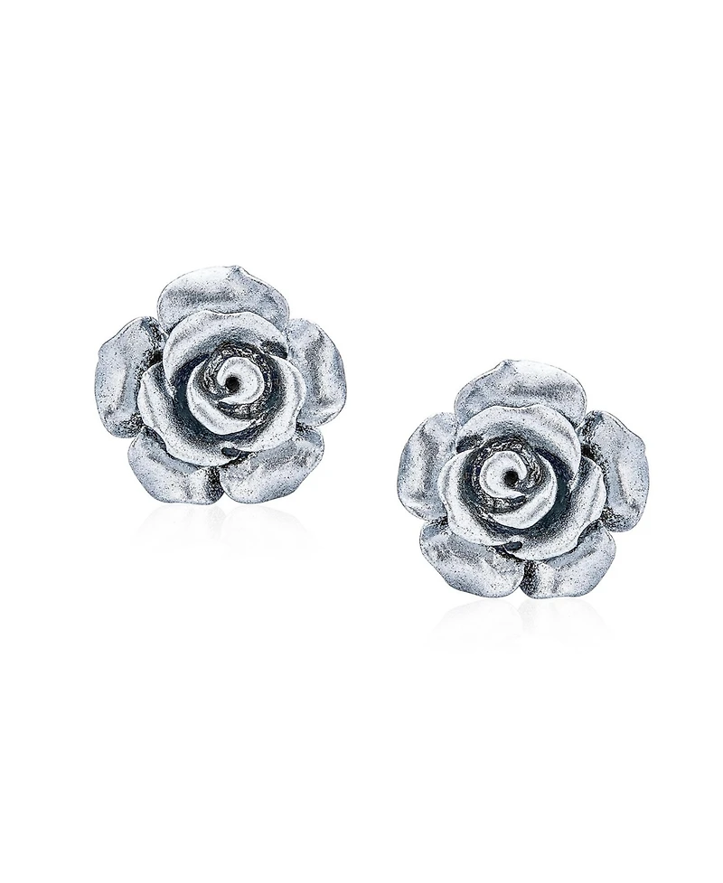 Bling Jewelry Set of 3 Romantic 3D Carved Rose Flower Post Stud Earrings 10MM Lightweight