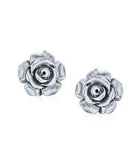 Bling Jewelry Set of 3 Romantic 3D Carved Rose Flower Post Stud Earrings 10MM Lightweight