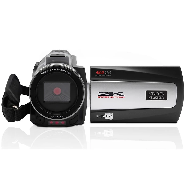 Minolta MN2K50NV 2.7K Qhd 48MP 3" Touchscreen Night Vision Camcorder, Black