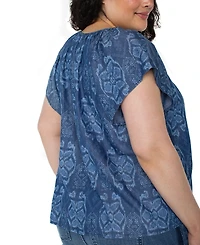 Liverpool Los Angeles Plus Flutter-Sleeve Tie-Front Woven Top
