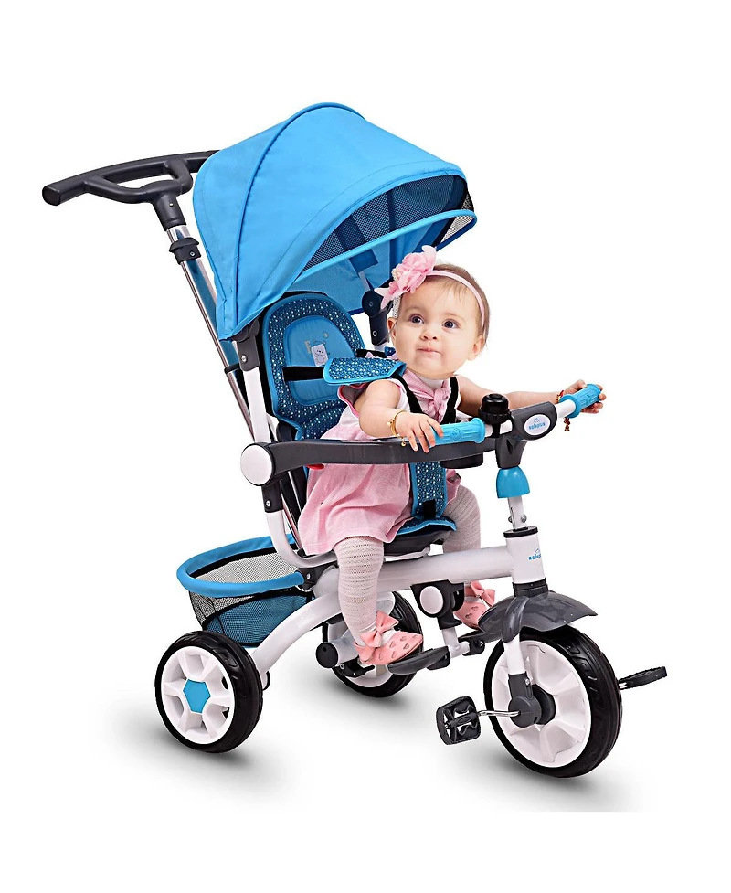 Costway Toddler Tricycle Stroller 6-in-1 Push Trike with Removable 5-Position Canopy