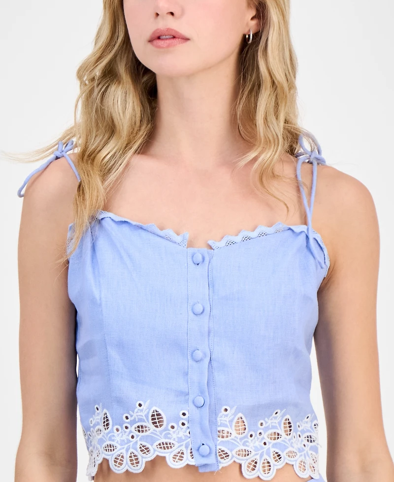 Astr the Label Women's Kiya Eyelet-Trim Crop Top