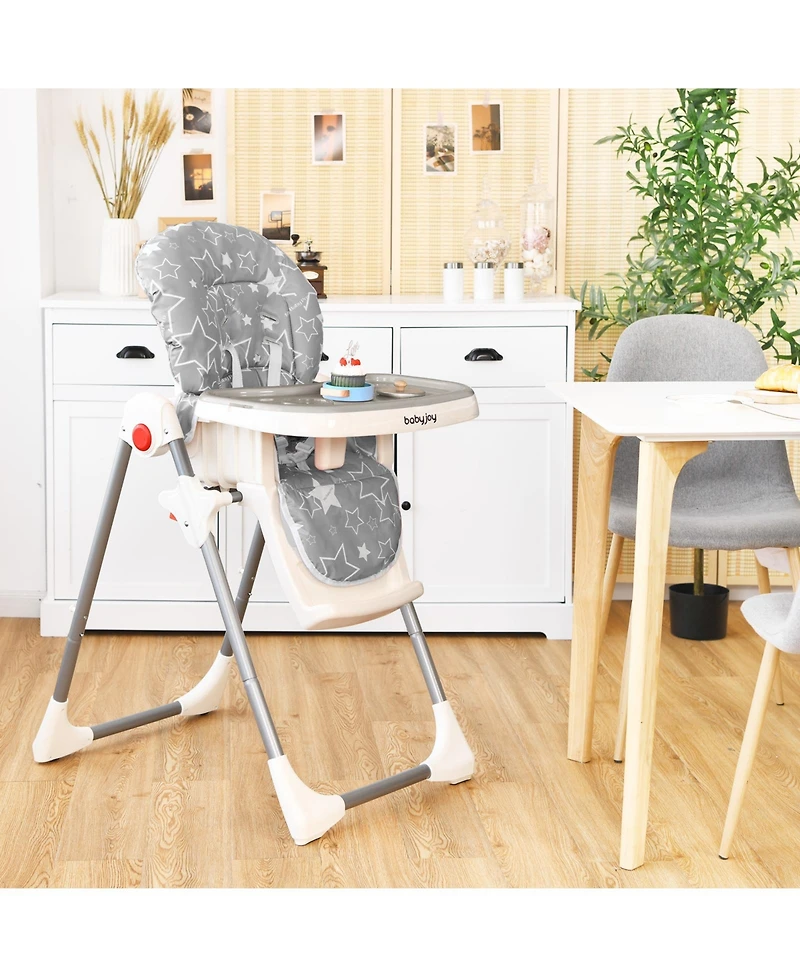 Costway Toddler Folding High Chair Dining Chair w/ 6-Level Height Adjustment