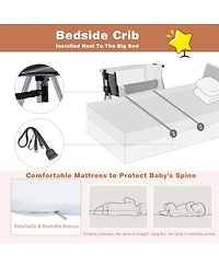 Costway Baby Bed Side Crib Portable Adjustable Travel Sleeper Bassinet