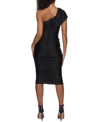 B Darlin Juniors' Ruched One-Shoulder Midi Dress