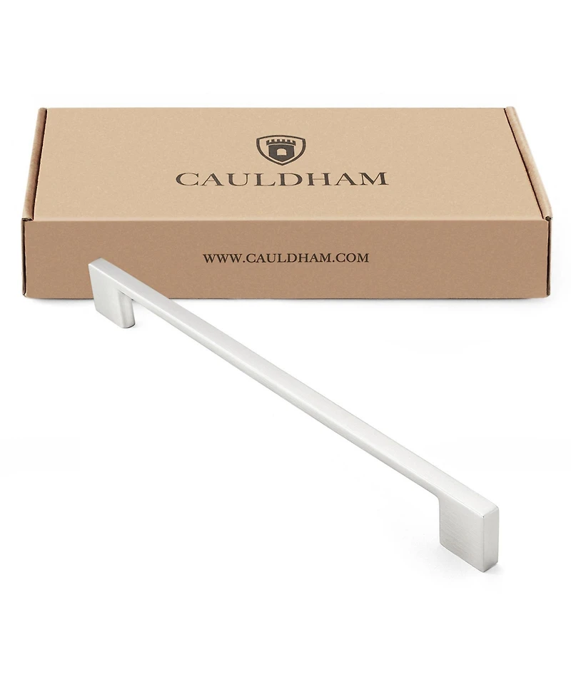 5 Pack Modern Kitchen Cabinet Handles 8.88" Satin Nickel- Cauldham