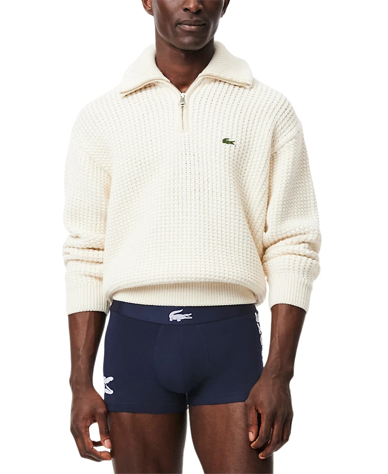 Lacoste Men's 3-Pack Regular-Fit Big Croc Logo Trunk Underwear