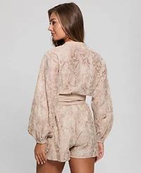 Guess Women's Michela Embroidered Cotton Blouson-Sleeve Romper