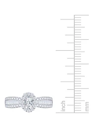 Diamond Oval Halo Three Row Engagement Ring (1 ct. t.w.) 14k Yellow or White Gold