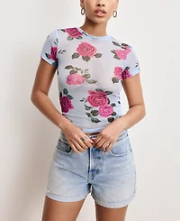 Good American Women's Snake-Print Mesh T-Shirt Cover-Up