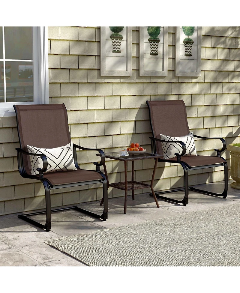 Set of 2 Patio Chairs C-Spring Motion with Quick-drying & Breathable Fabric