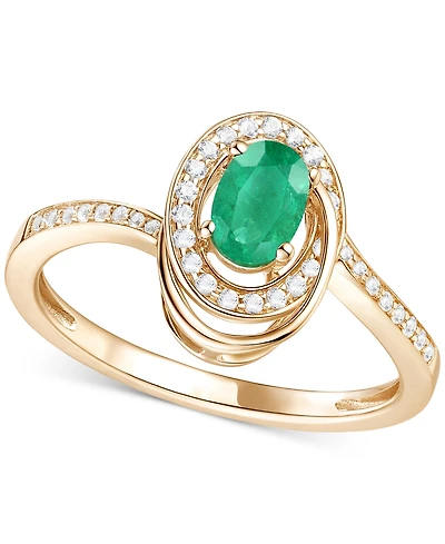 Emerald (3/8 ct. t.w.) & Diamond (1/6 Oval Swirl Ring 14k Gold (Also Ruby Sapphire)