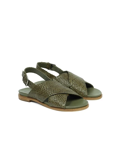 Leather Woven Crossover Sandal