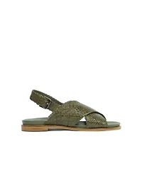 Leather Woven Crossover Sandal