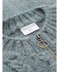 Celtic & Co. Women's Wool Zip Cardigan with Cable Knit