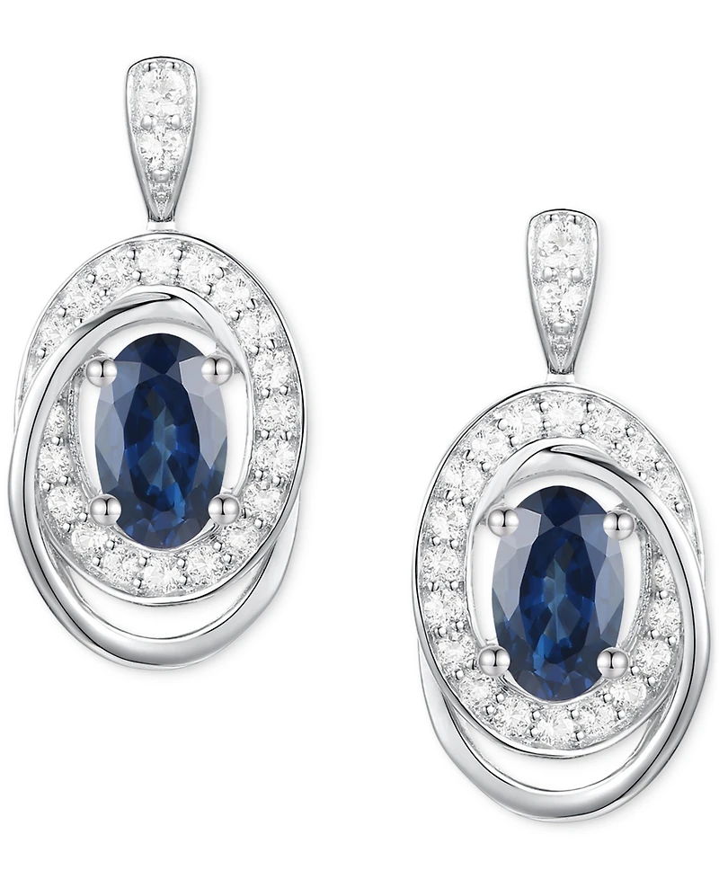 Emerald (3/8 ct. t.w.) & Diamond (1/5 Oval Swirl Drop Earrings 14k Gold (Also Ruby Sapphire)