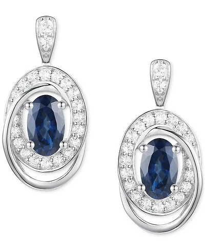 Emerald (3/8 ct. t.w.) & Diamond (1/5 Oval Swirl Drop Earrings 14k Gold (Also Ruby Sapphire)