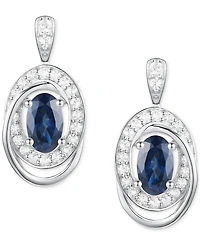 Emerald (3/8 ct. t.w.) & Diamond (1/5 Oval Swirl Drop Earrings 14k Gold (Also Ruby Sapphire)
