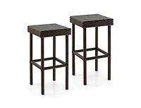2 Piece Wicker Bar Stool Chairs for Patio Deck or Garden Seating