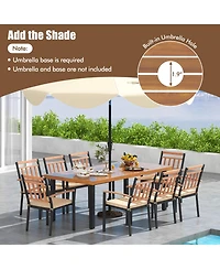 Gymax 9 Pcs Patio Dining Set w/ Soft Cushions and 1.9'' Umbrella Hole for Garden