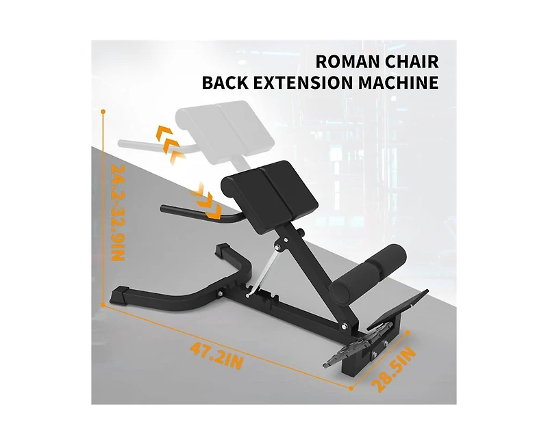Roman Chair Back Extension, Dual Adjustable Back Extension Bench for Home Gym, Adjustable Back Exercise Machine Weight Capacity 330 Lbs, for Core Work
