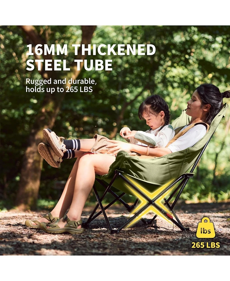 Naturehike Seastar Padded Camping Chair, Oversized 2-Position Adjustable Folding Chair, Portable Camp Chair with Side Pocket & Carry Bag