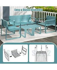 Patio Chairs Set of 4 Weather-resistant Plastic Outdoor Armchairs