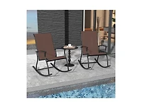 2 Pieces Outdoor Rocking Chairs with Breathable Backrest