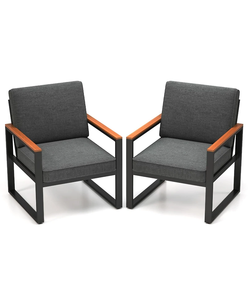 Patio Aluminum Sofa Modern Armchairs Set of 2 for Balcony