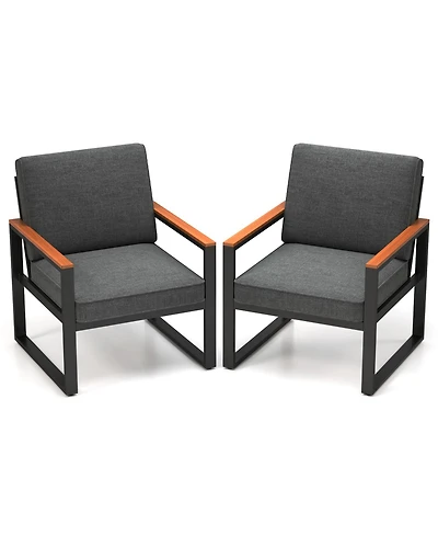 Patio Aluminum Sofa Modern Armchairs Set of 2 for Balcony