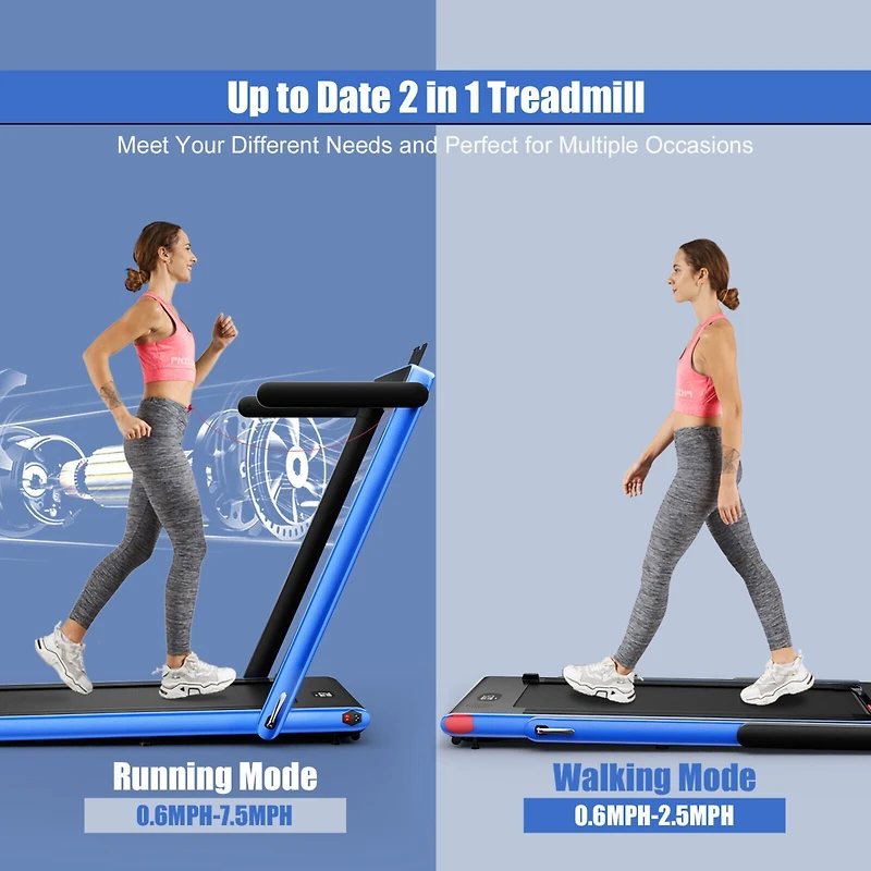 2.25HP 2 1 Folding Treadmill with App Speaker Remote Control